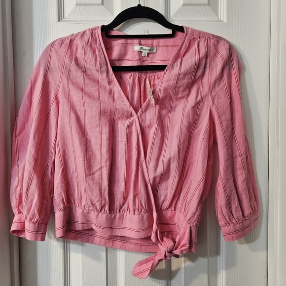 NWT Madewell Wrap Top in Cecilia Stripe - Picture 3 of 9